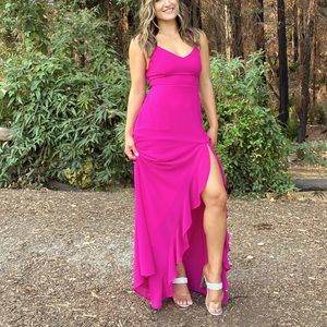 LULUs magenta lace up maxi dress
